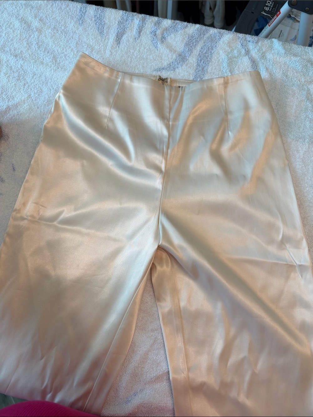Women's Cream Satin Boot-Cut Pants